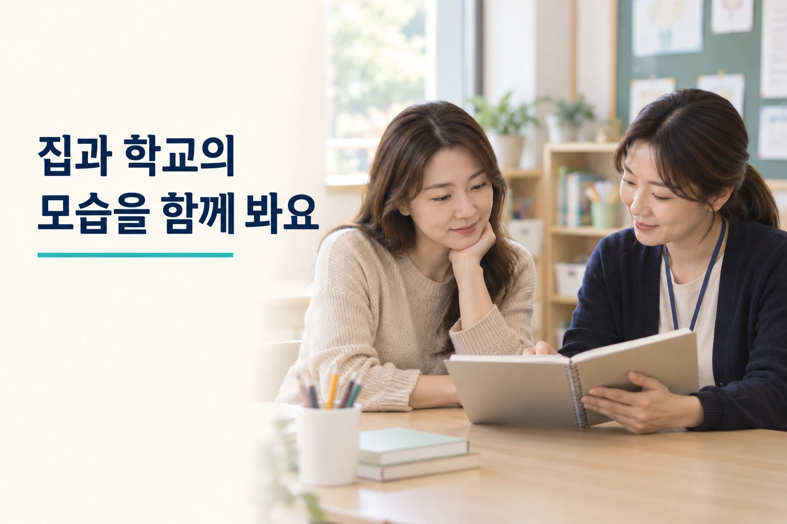 가정과 학교에서 관찰한 모습을 선생님과 비교하는 보호자